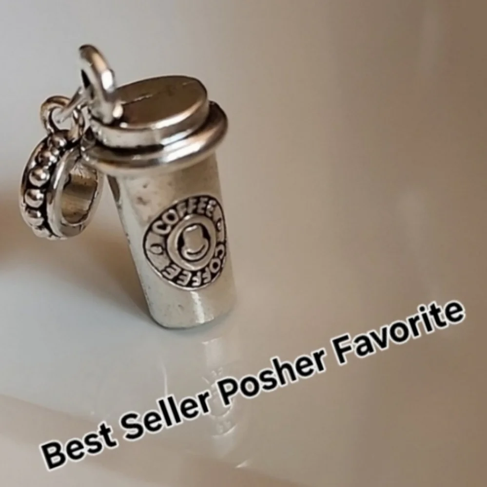 Coffee Cup Charm for European Style Bracelets Fits Pandora Systems - Picture 1 of 6